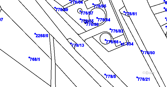 Parcela st. 778/9 v KÚ Násedlovice, Katastrální mapa