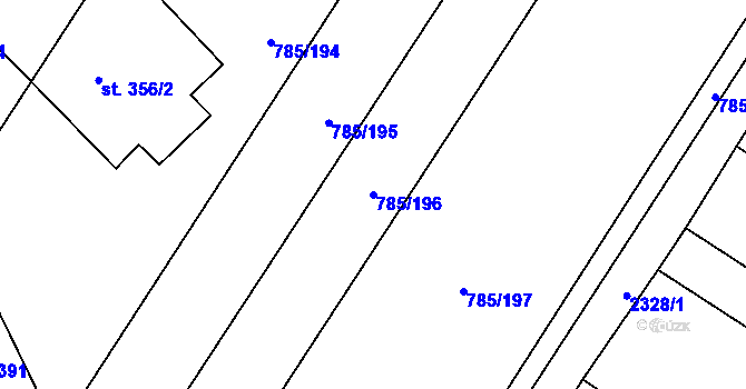 Parcela st. 785/196 v KÚ Násedlovice, Katastrální mapa