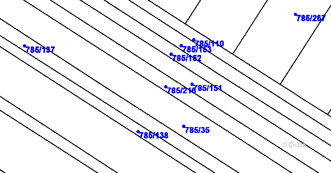 Parcela st. 785/216 v KÚ Násedlovice, Katastrální mapa