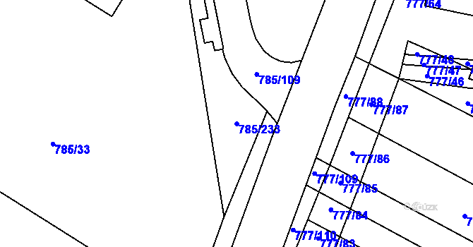 Parcela st. 785/233 v KÚ Násedlovice, Katastrální mapa