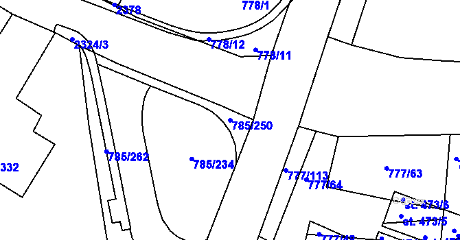 Parcela st. 785/250 v KÚ Násedlovice, Katastrální mapa