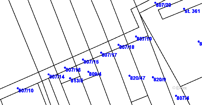 Parcela st. 807/17 v KÚ Násedlovice, Katastrální mapa