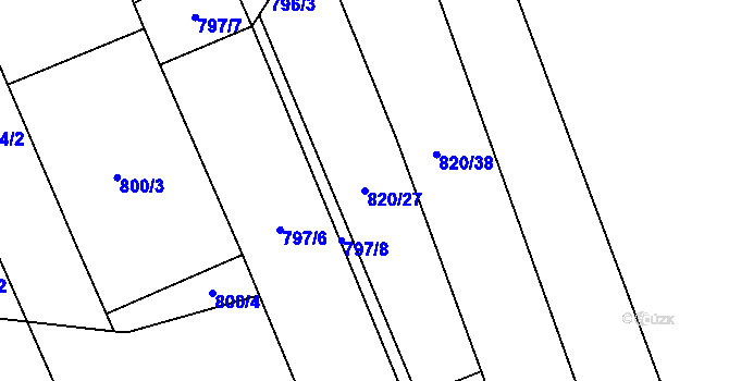 Parcela st. 820/27 v KÚ Násedlovice, Katastrální mapa