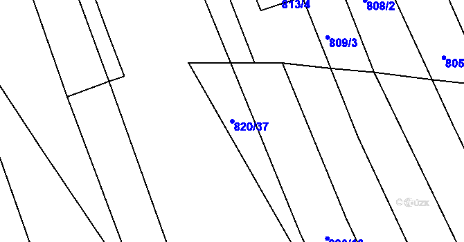 Parcela st. 820/37 v KÚ Násedlovice, Katastrální mapa