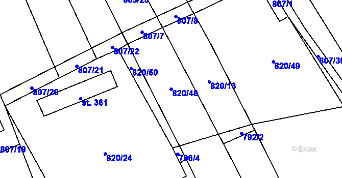 Parcela st. 820/48 v KÚ Násedlovice, Katastrální mapa