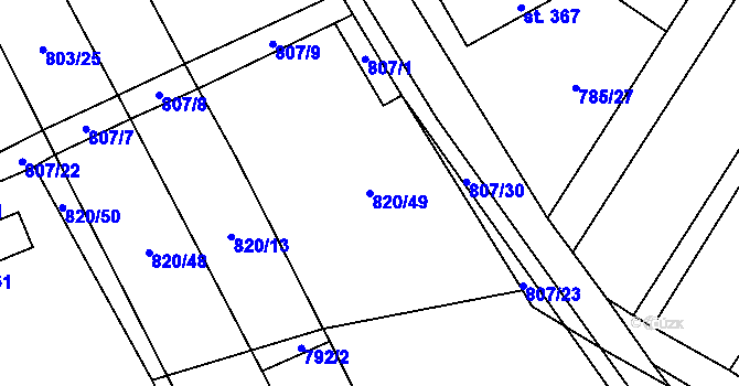 Parcela st. 820/49 v KÚ Násedlovice, Katastrální mapa