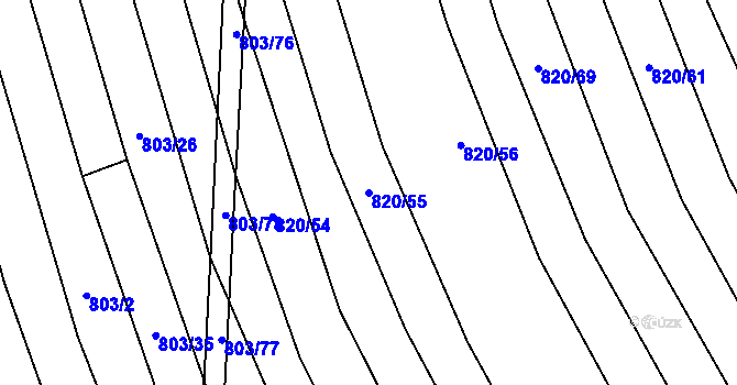 Parcela st. 820/55 v KÚ Násedlovice, Katastrální mapa