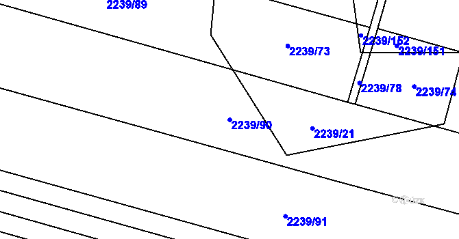 Parcela st. 2239/90 v KÚ Násedlovice, Katastrální mapa