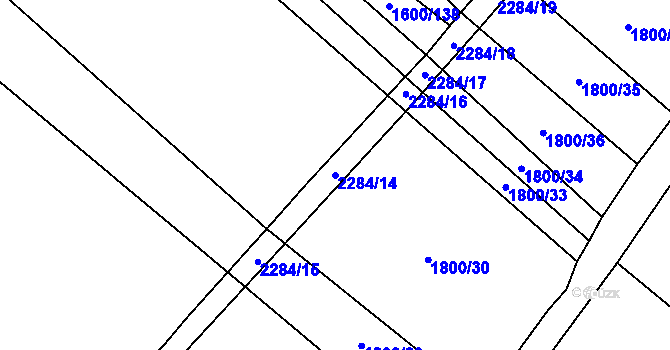 Parcela st. 2284/14 v KÚ Násedlovice, Katastrální mapa