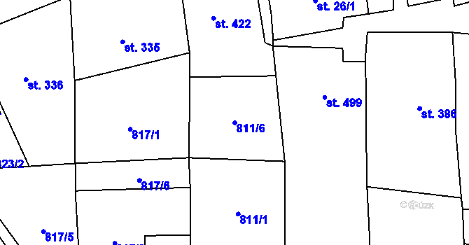 Parcela st. 811/6 v KÚ Násedlovice, Katastrální mapa