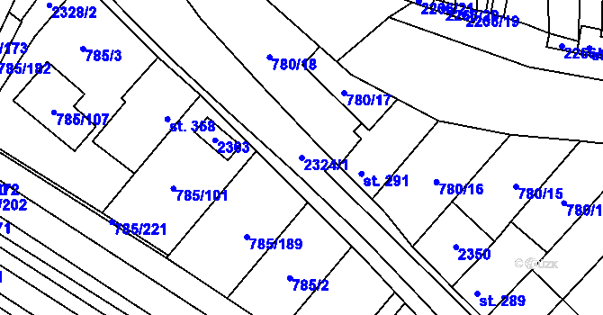 Parcela st. 2324/1 v KÚ Násedlovice, Katastrální mapa