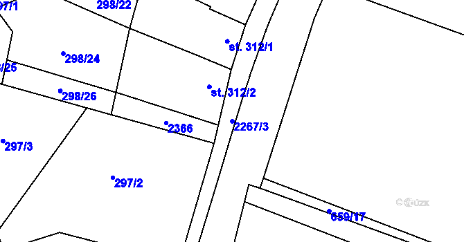 Parcela st. 2267/3 v KÚ Násedlovice, Katastrální mapa