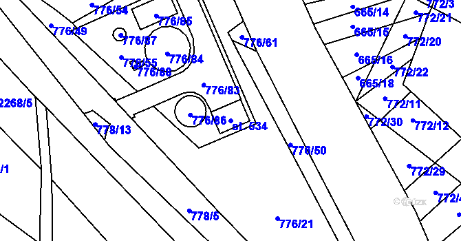 Parcela st. 534 v KÚ Násedlovice, Katastrální mapa