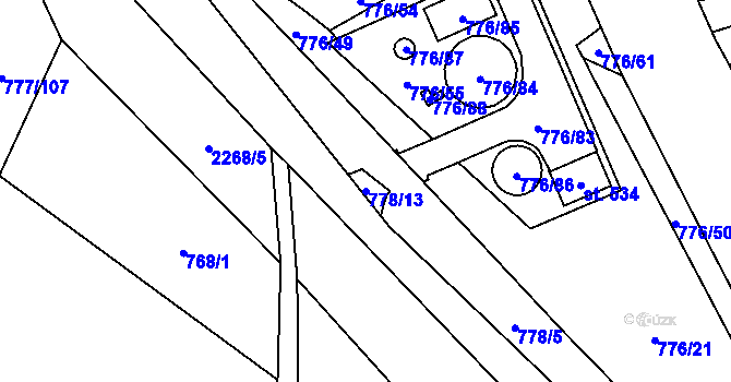 Parcela st. 778/13 v KÚ Násedlovice, Katastrální mapa