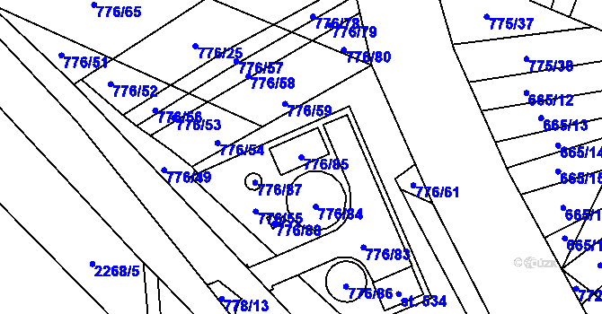 Parcela st. 776/85 v KÚ Násedlovice, Katastrální mapa