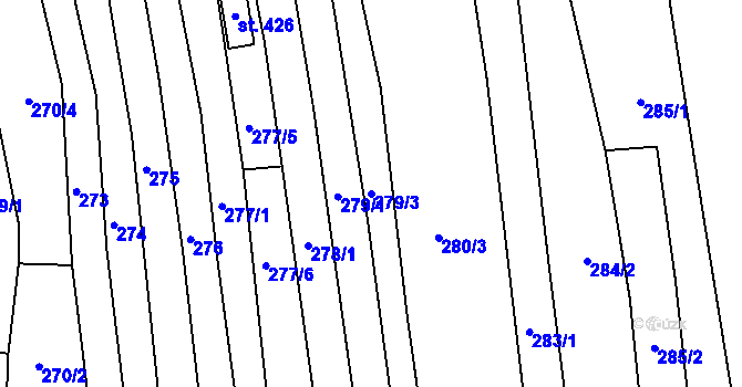Parcela st. 279/3 v KÚ Násedlovice, Katastrální mapa