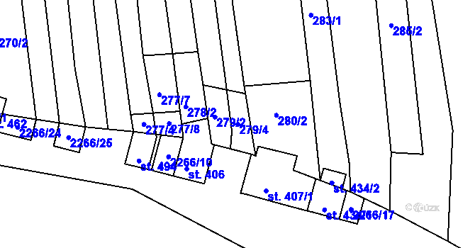 Parcela st. 279/4 v KÚ Násedlovice, Katastrální mapa