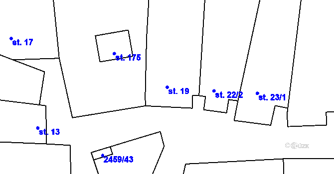Parcela st. 19 v KÚ Našiměřice, Katastrální mapa