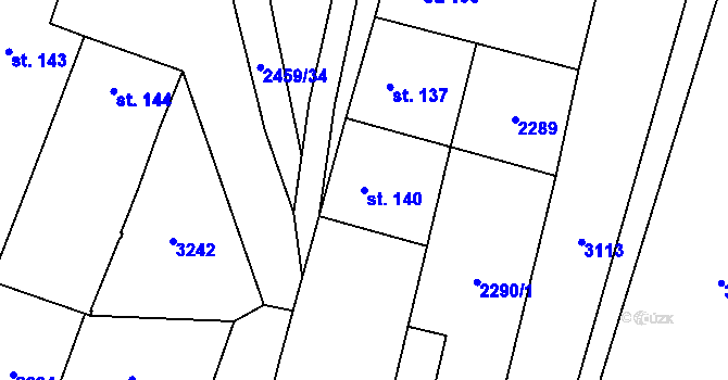 Parcela st. 140 v KÚ Našiměřice, Katastrální mapa