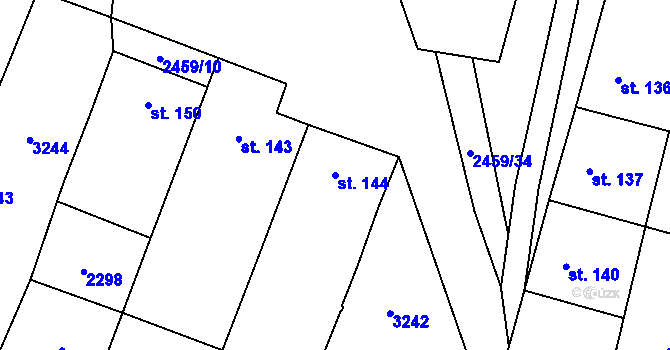 Parcela st. 144 v KÚ Našiměřice, Katastrální mapa