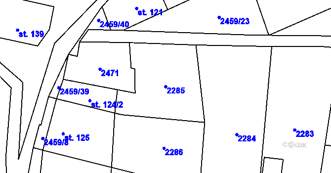Parcela st. 2285 v KÚ Našiměřice, Katastrální mapa