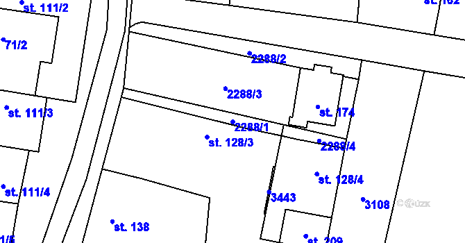 Parcela st. 2288/1 v KÚ Našiměřice, Katastrální mapa