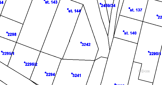 Parcela st. 3242 v KÚ Našiměřice, Katastrální mapa