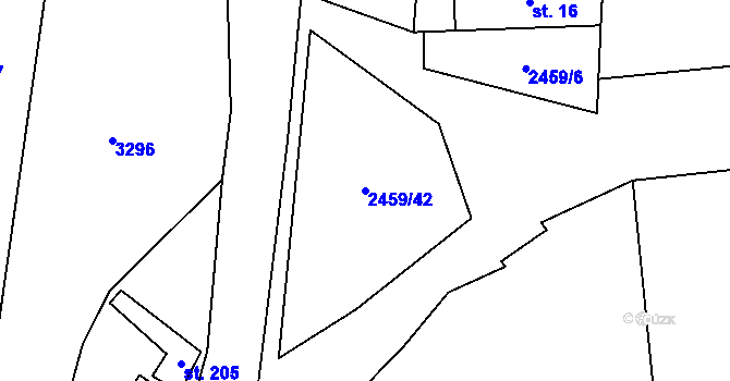 Parcela st. 2459/42 v KÚ Našiměřice, Katastrální mapa