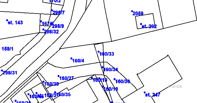 Parcela st. 160/33 v KÚ Návojná, Katastrální mapa