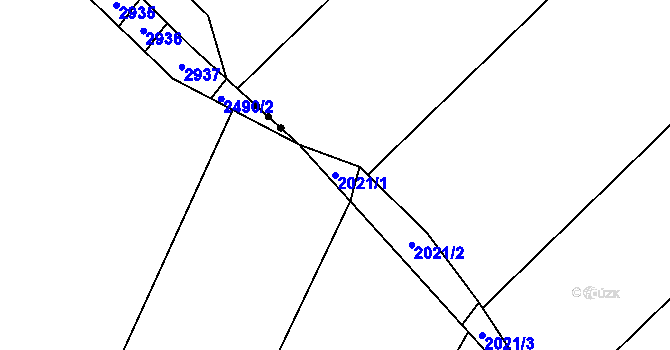 Parcela st. 2021/1 v KÚ Návojná, Katastrální mapa