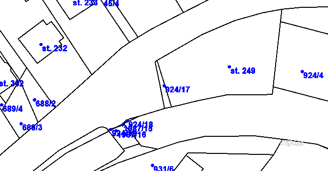 Parcela st. 924/17 v KÚ Návojná, Katastrální mapa
