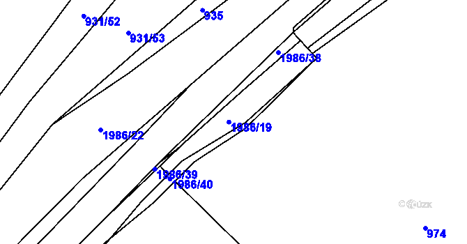 Parcela st. 1986/21 v KÚ Návojná, Katastrální mapa