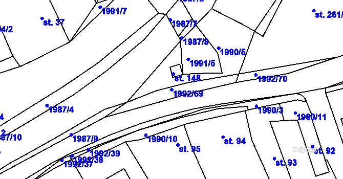 Parcela st. 1992/69 v KÚ Návojná, Katastrální mapa