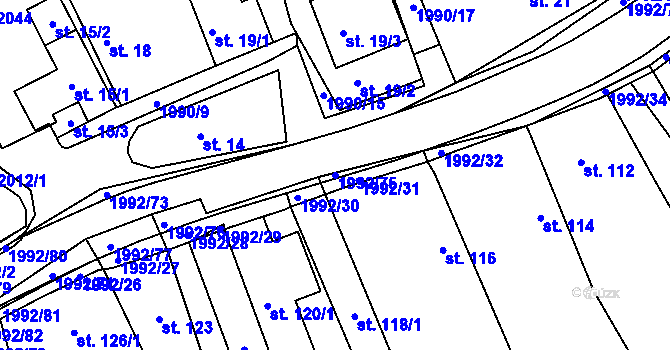 Parcela st. 1992/75 v KÚ Návojná, Katastrální mapa