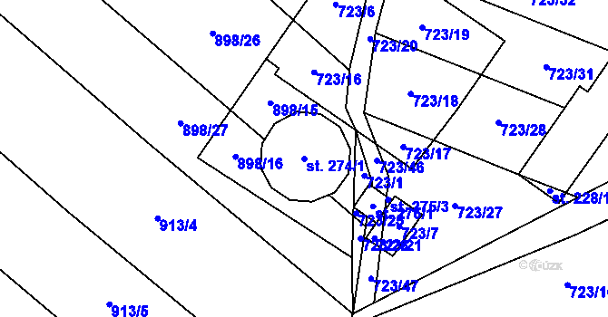 Parcela st. 274/1 v KÚ Návojná, Katastrální mapa