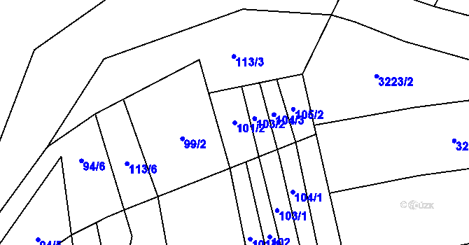 Parcela st. 101/2 v KÚ Návojná, Katastrální mapa