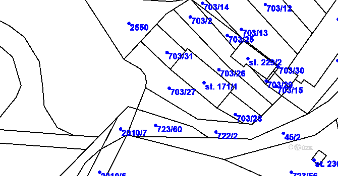 Parcela st. 703/27 v KÚ Návojná, Katastrální mapa