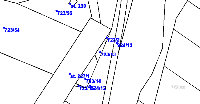 Parcela st. 723/13 v KÚ Návojná, Katastrální mapa