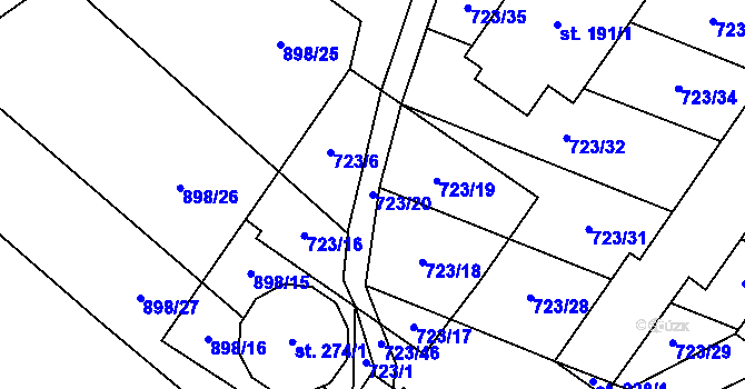 Parcela st. 723/20 v KÚ Návojná, Katastrální mapa