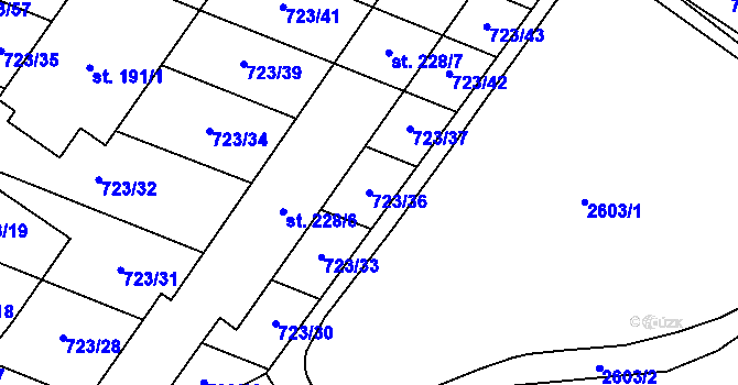 Parcela st. 723/36 v KÚ Návojná, Katastrální mapa