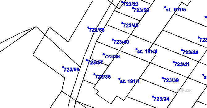 Parcela st. 723/38 v KÚ Návojná, Katastrální mapa