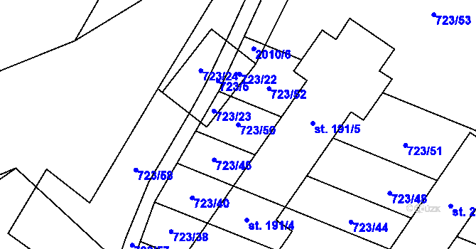Parcela st. 723/50 v KÚ Návojná, Katastrální mapa