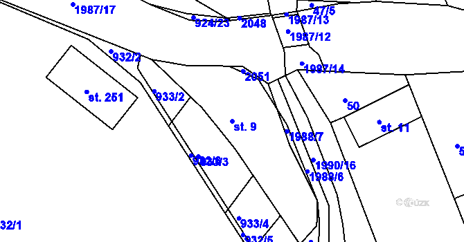Parcela st. 9 v KÚ Návojná, Katastrální mapa