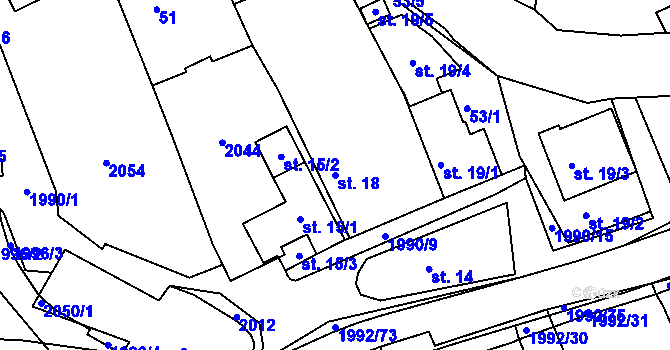 Parcela st. 18 v KÚ Návojná, Katastrální mapa