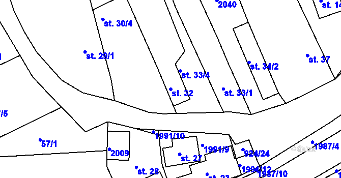 Parcela st. 32 v KÚ Návojná, Katastrální mapa