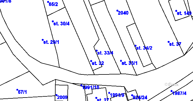Parcela st. 33/4 v KÚ Návojná, Katastrální mapa