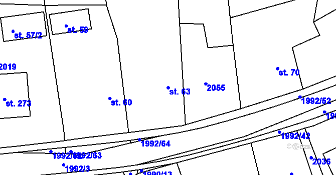 Parcela st. 63 v KÚ Návojná, Katastrální mapa