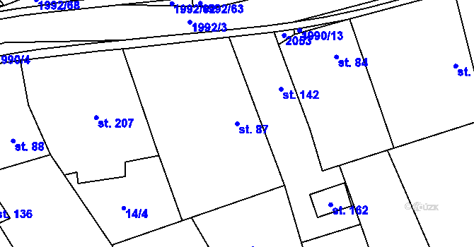 Parcela st. 87 v KÚ Návojná, Katastrální mapa