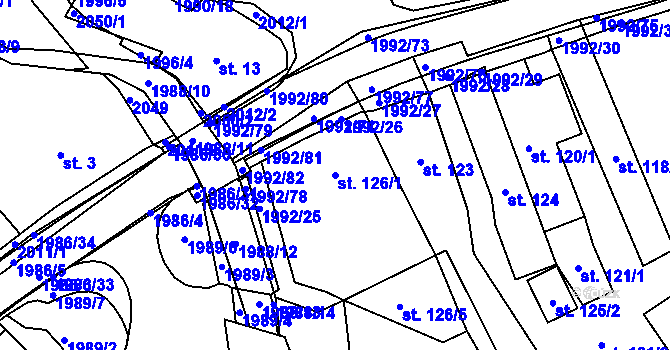 Parcela st. 126/1 v KÚ Návojná, Katastrální mapa