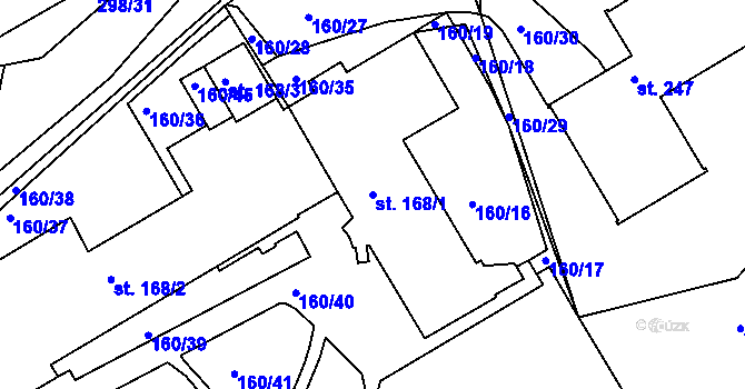 Parcela st. 168/1 v KÚ Návojná, Katastrální mapa